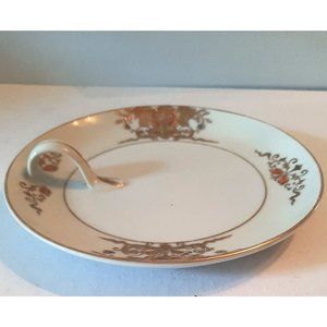 Noritake Hand Painted Art Deco Handle Gold Trimmed Dish Plate Lemon Server Nappy